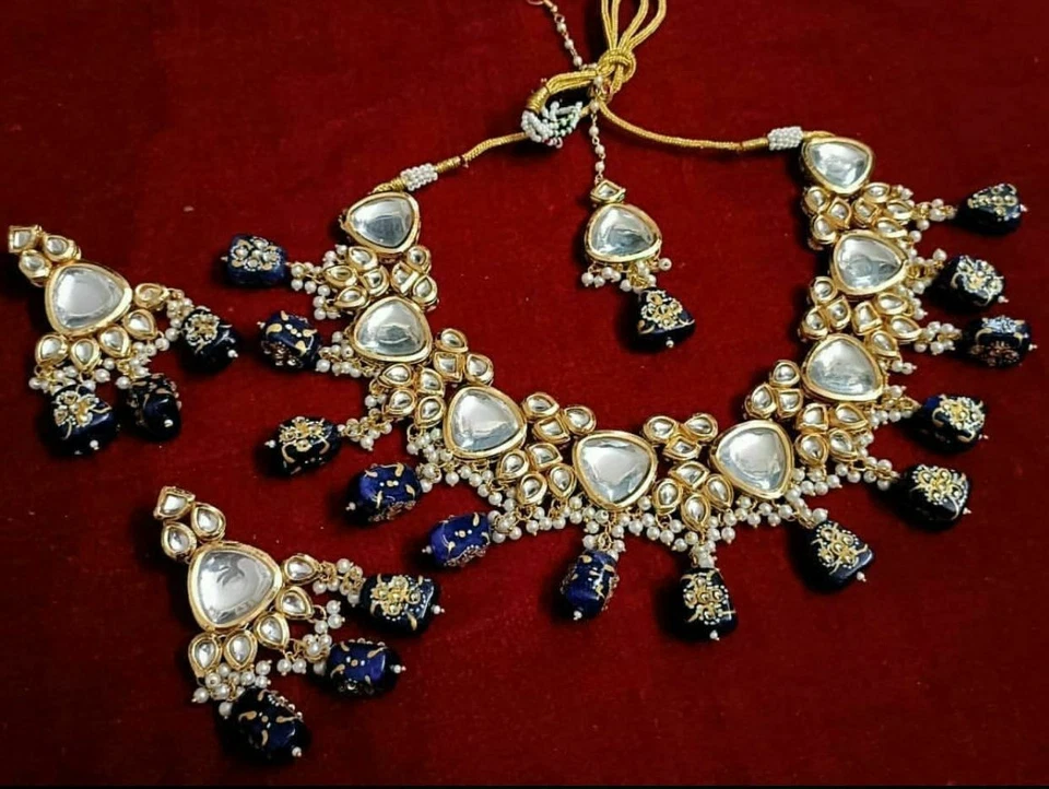 Позолоченный Кундан ошейник ожерелье индийский Болливуд пакистанский ювелирный набор вечеринки - Изображение 1 из 1