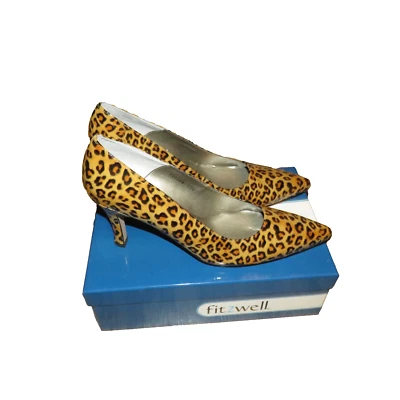 Zapatos de salón Fitzwell vintage con estampado de leopardo charol punta para mujer talla 13 Foto 1 de 4