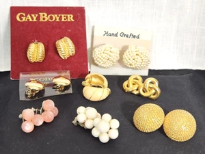VINTAGE EARRINGS (80'S-90'S) GAY BOYER, TRIFARI, MONET - 8 PAIRS TOT - Picture 1 of 14