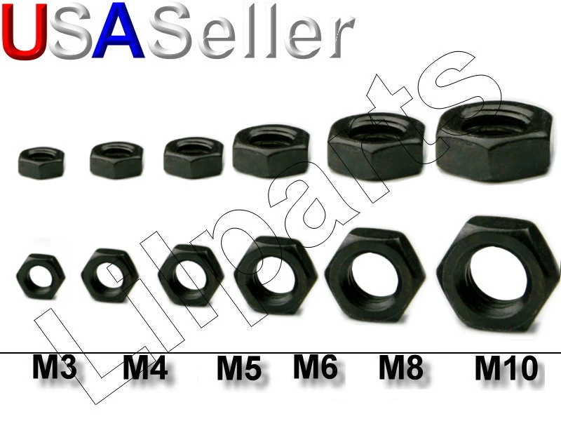 LILPARTS Black Oxide Steel Hex Nuts Metric M2 M2.5 M3 M4 M5 M6 M8 M10