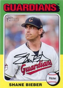 2024 Topps Heritage #108 Shane Bieber Cleveland Guardians Baseball Card - Picture 1 of 1