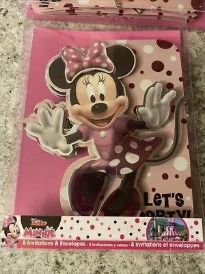 Lote de 2 Cajas Invitaciones De Lujo Fiesta Cumpleaños Clásica Disney Minnie Mouse Foto 1 de 3