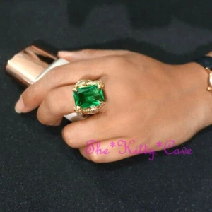 Big Green Crystal CZ Zirconia Gold Serpent Snake Pharaoh Cobra Asp Cocktail Ring - Picture 1 of 15