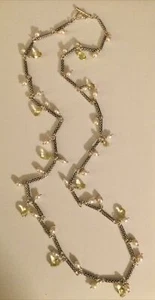 Michael Dawkins 925 White Freshwater Pearl Lemon Quartz Necklace 36” 81.7 Grams - Picture 1 of 4