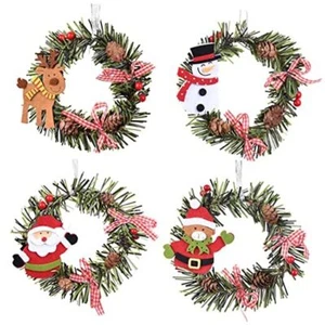 4 Pcs Christmas Pine Wreaths for Front Door Christmas Holiday Indoor Home - Picture 1 of 8
