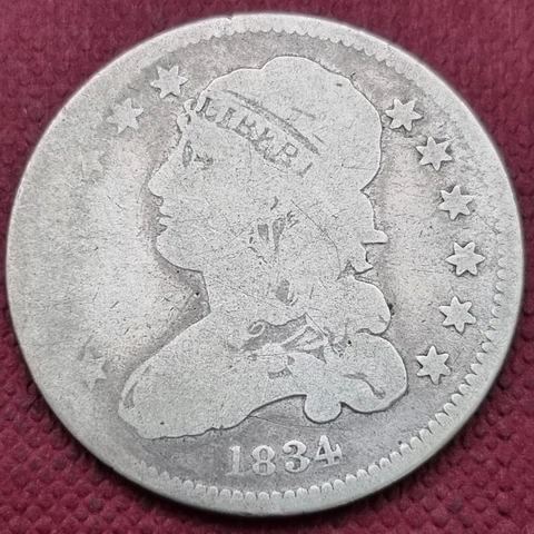 1834 Capped Bust Quarter 25c Circulated #58439 Cover