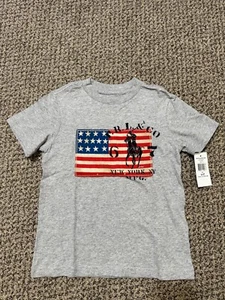 Polo Ralph Lauren Boys Flag Logo Cotton Jersey Tee Gray 4T New With Tag - Picture 1 of 5