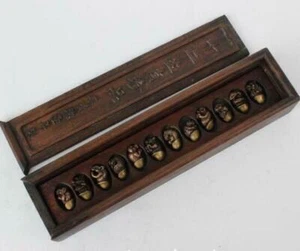 Zodiac handmade miniature copper, presented rosewood box - Picture 1 of 6