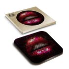 1 x Boxed Square Coasters - Sexy Lips Nightlife Fashion Influencer  #24172