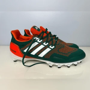Adidas Ultra Boost Football Cleats Size 15 Miami Hurricanes Green Orange NEW - Picture 1 of 10