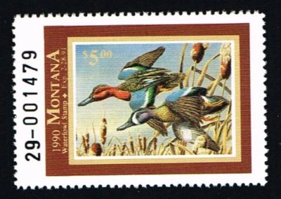 CKSTAMPS : 1990 US Montana State Ducks Hunting Stamps $5.00, Mint NH OG VF  S3 - Image 1 of 2