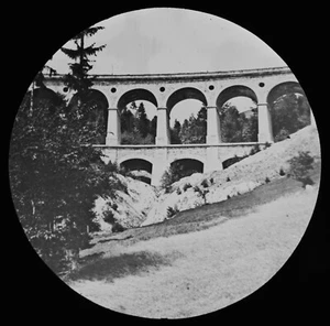 DEUTSCHE EISENBAHN NR5 A VIADUKT UM 1890 ANTIK VIKTORIANISCH Magische Laterne Dia FOTO - Bild 1 von 3