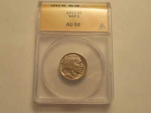 1913 Buffalo Nickel, ANACS AU 58 Var 1 - Picture 1 of 5