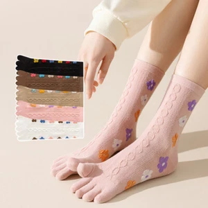 Split Toe Socks Five Finger Cotton Socks Spring Autumn Breathable Crew Socks - Picture 1 of 26