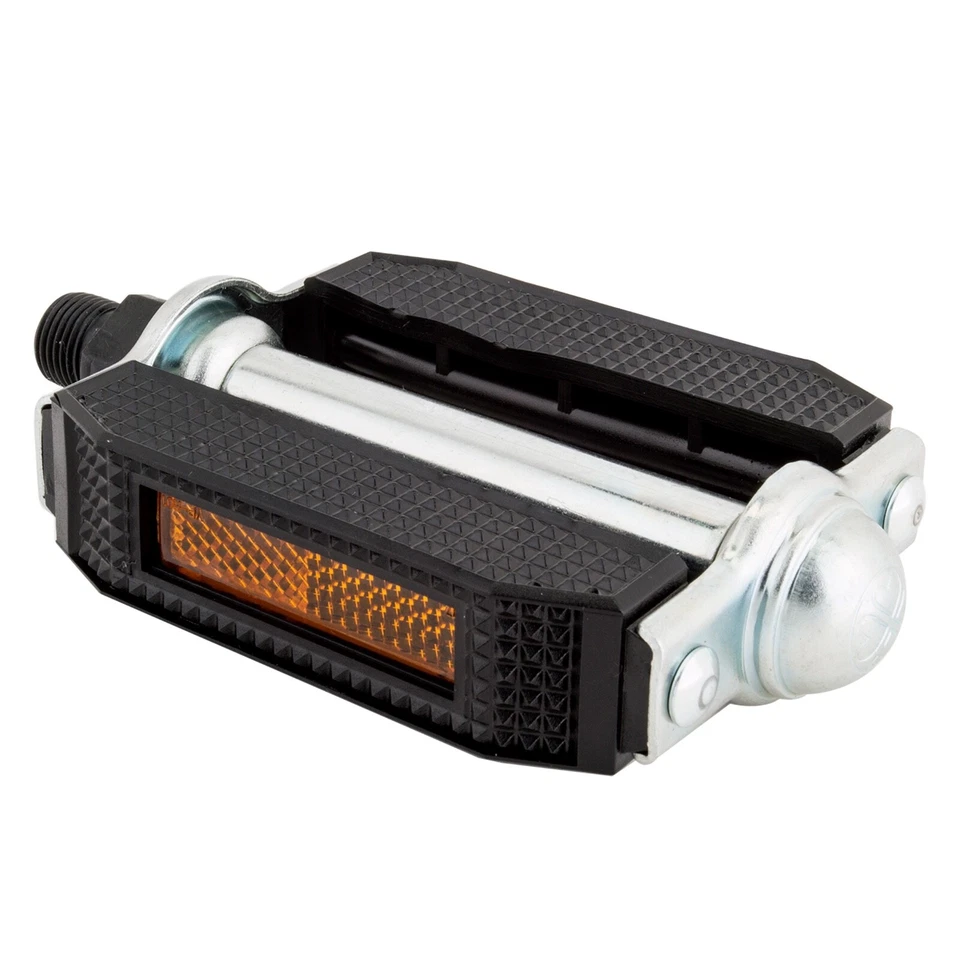 SunLite Classic Block Pedals, 9/16, Black / Silver, w/ Yellow Reflectors - Image 1 of 1