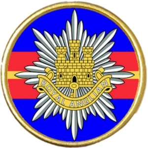 Royal Anglian Regiment Military Gold Colour Badge And Velveteen Bag - Picture 1 of 4