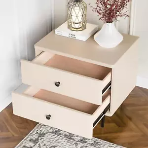 Comodino moderno moderno in legno 2 cassetti comodino camera da letto fine tavolino - Foto 1 di 16