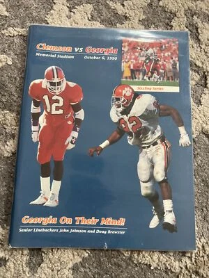 Programa de revista deportiva de octubre de 1990 edición de fútbol Clemson Vs Georgia Foto 1 de 4