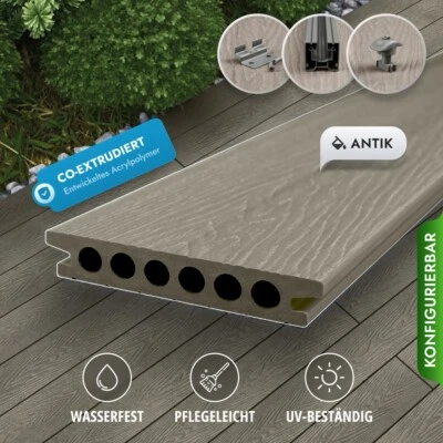 WPC Terrassendielen 25mm extra Schutz Premium Diele mit Aluminium System, Muster - Bild 1 von 4