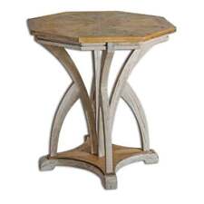 Uttermost Ranen Coastal Mindi Wood and MDF Wood Accent Table in Aged White