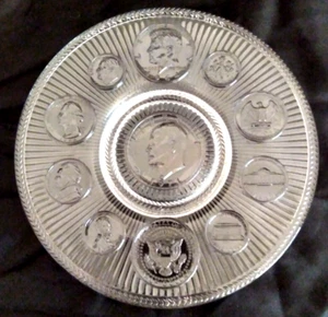 Imperial Glas Kristall Sammlerplatte - 1971 Eisenhower Liberty & andere Münzen - Bild 1 von 9