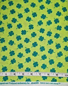 Tréboles brillantes verde azulado/verde 1 yarda tela Jo-Ann algodón San Patricio - Imagen 1 de 2