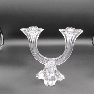 Mikasa Crystal Harlow Double Light Candlestick Holder Harlow Pattern Austria - Picture 1 of 11