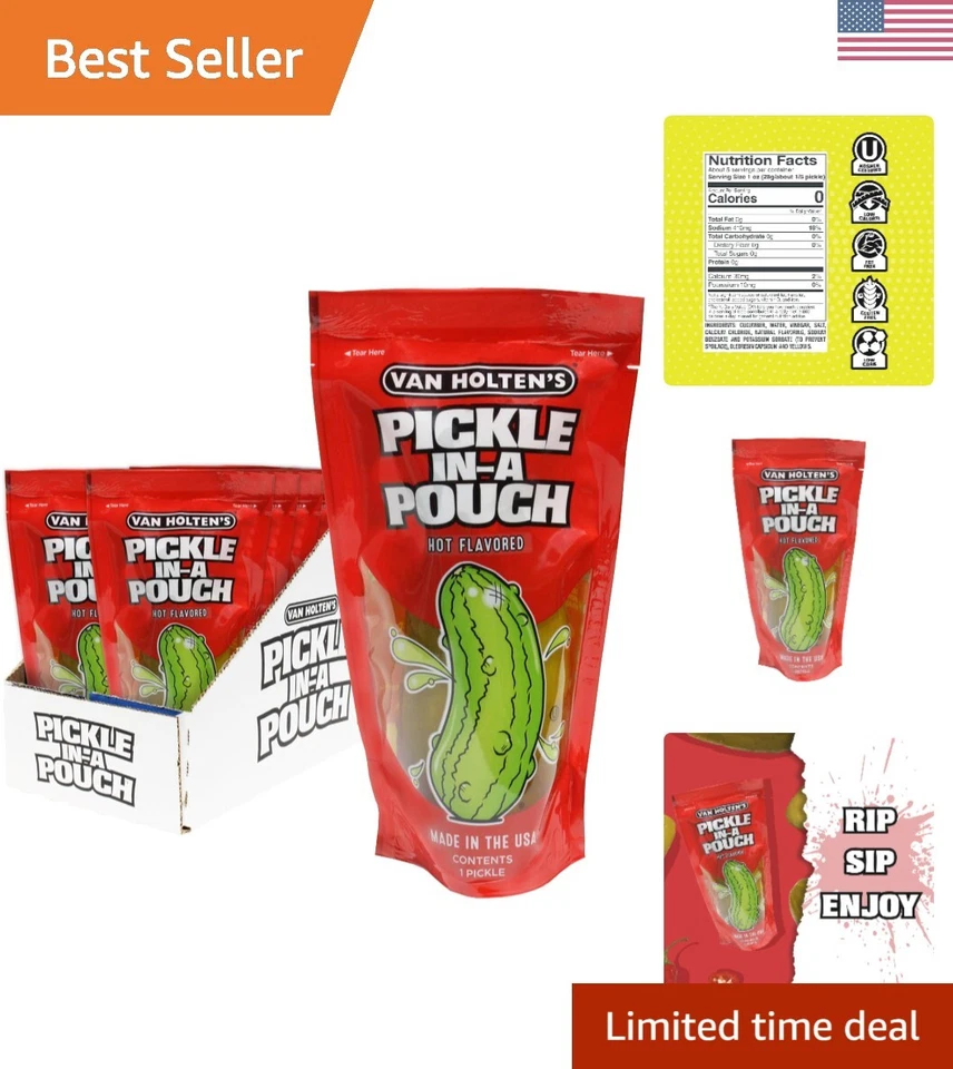 Van Holtens Large Hot and Spicy Pickle in a Pouch Pack of 12 038200041226