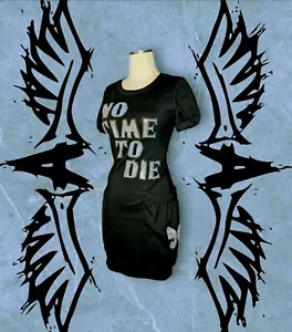BLACK PHARAOH No Time To Die Black PUNK Sequin Dress JAMES BOND 007 Womens Small - Picture 1 of 16