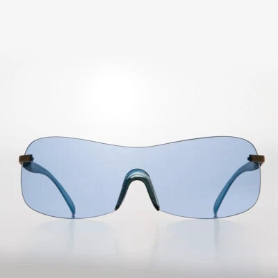Y2k Blue Mono Lens Shield Vintage Sunglasses - Blazer - Image 1 of 3