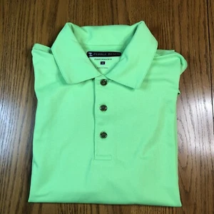 Pebble Beach Performance Mens Golf Shirt Fluorescent Green Medium - Picture 1 of 7