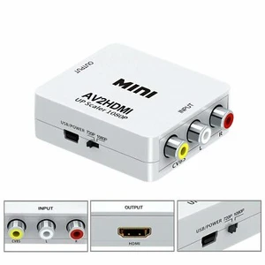 RCA To Mini HDMI Converter Device Mini Composite AV Upscale Adapter 1080P HD AV - Picture 1 of 4