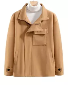 Homme Loose Fit Men's Single Breasted Overcoat With Flap Pockets - Picture 1 of 3