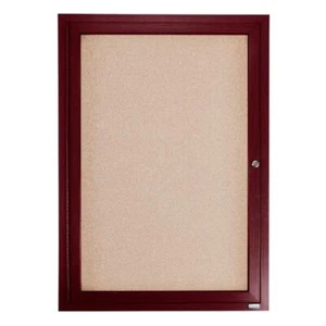 Enclosed Bulletin Display Display Board with Red Oak Frame - Picture 1 of 4