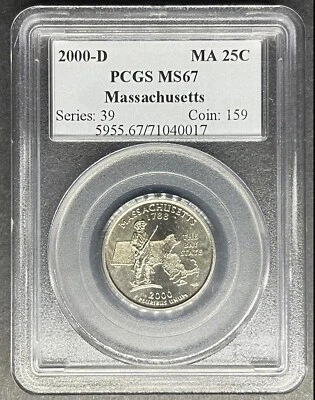 2000-D Massachusetts Quarter PCGS MS-67, Buy 3 Items, Get $5 Off!! - Image 1 of 2