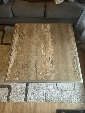 Italian Walnut Travertine Cocktail Coffee Table Cover