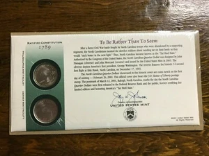 2001 NORTH CAROLINA P & D OFFICIAL US MINT STATEHOOD QUARTERS Q21 FIRST RELEASE - Picture 1 of 1