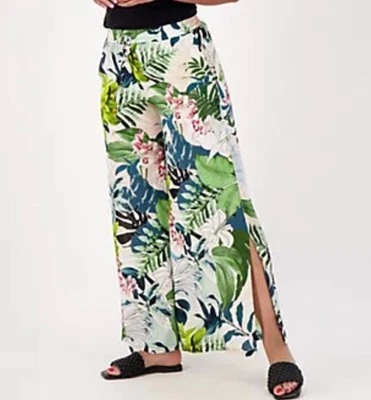 Jantzen Regular Wide Leg Printed Pull-On Woven Cover-Up Pants Nature Glow 3X-$95 - Image 1 of 4
