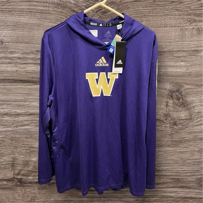 Washington Huskies Adidas Púrpura Equipo Emitido Manga Larga Sudadera con Capucha Camisa Talla XL NUEVO CON ETIQUETAS Foto 1 de 4