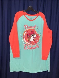 Bucee’s Sleep Shirt Teal And Orange Donut Disturb Beaver Baseball Nightie Sz 2XL - Picture 1 of 4