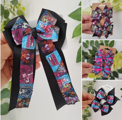 ❤️ Handmade inspired Monster High Girls Cartoon Hair Clip Bobble Bow Accessories - Image 1 of 4