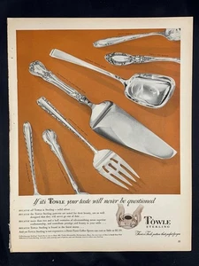 Magazine Ad* - 1951 - Towle Sterling Flatware - 7 patterns shown - Picture 1 of 1