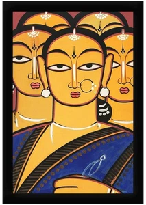 Quadro fotografico da parete con cornice donna bengalese Jamini Roy - Foto 1 di 2