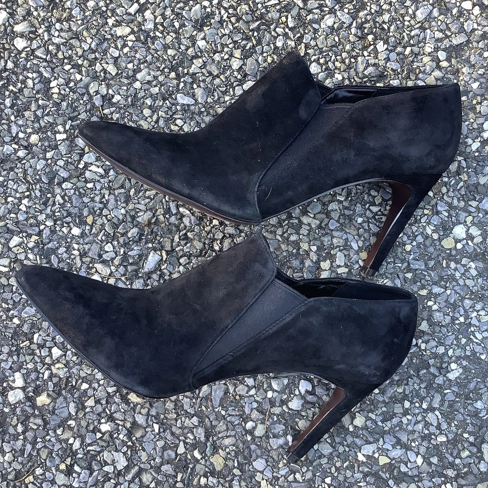 Cole Haan Grand.OS Talla 10 B Negro Punta Punta Bomba Gamuza Cuero Tacones Foto 1 de 4