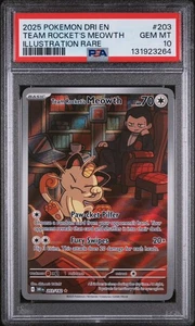 Team Rocket's Meowth 203/182 - Sv10: Destined Rivals Holo PSA 10 - Imagen 1 de 3