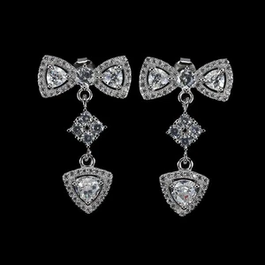 925 Sterling Silver Earrings Trilliant Simulated Cz 5mm Gemstone Jewelry - Picture 1 of 13