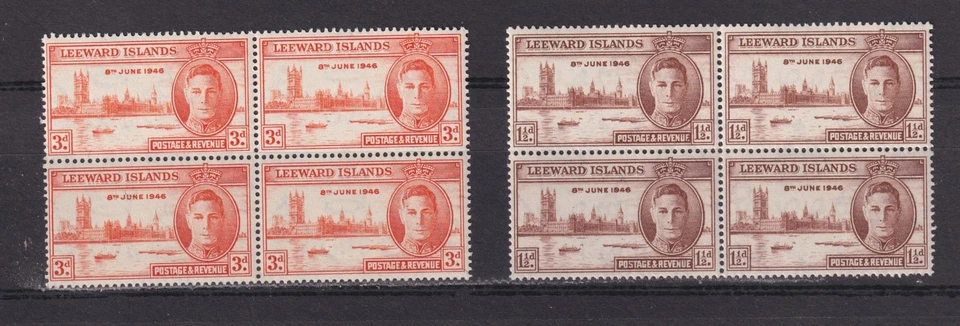 LEEWARD ISLAND, 1946 Par Victoria en bloques de 4, mnh. Foto 1 de 1