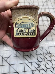 Deneen Art Pottery maroon Coffee Mug Auto Tech Services 2021 Neighbor Bumper - Picture 1 of 5