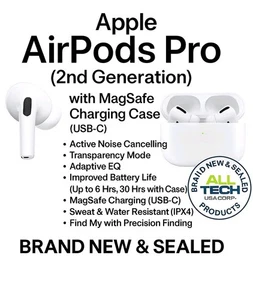 Apple AirPods Pro (2nd Generation) with MagSafe Charging Case USB-C – Brand New. - Picture 1 of 3