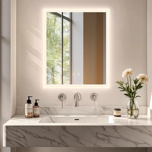 Espejo de baño LED, regulable continuamente, antiniebla, a prueba de roturas, 3 colores, memoria - Imagen 1 de 27